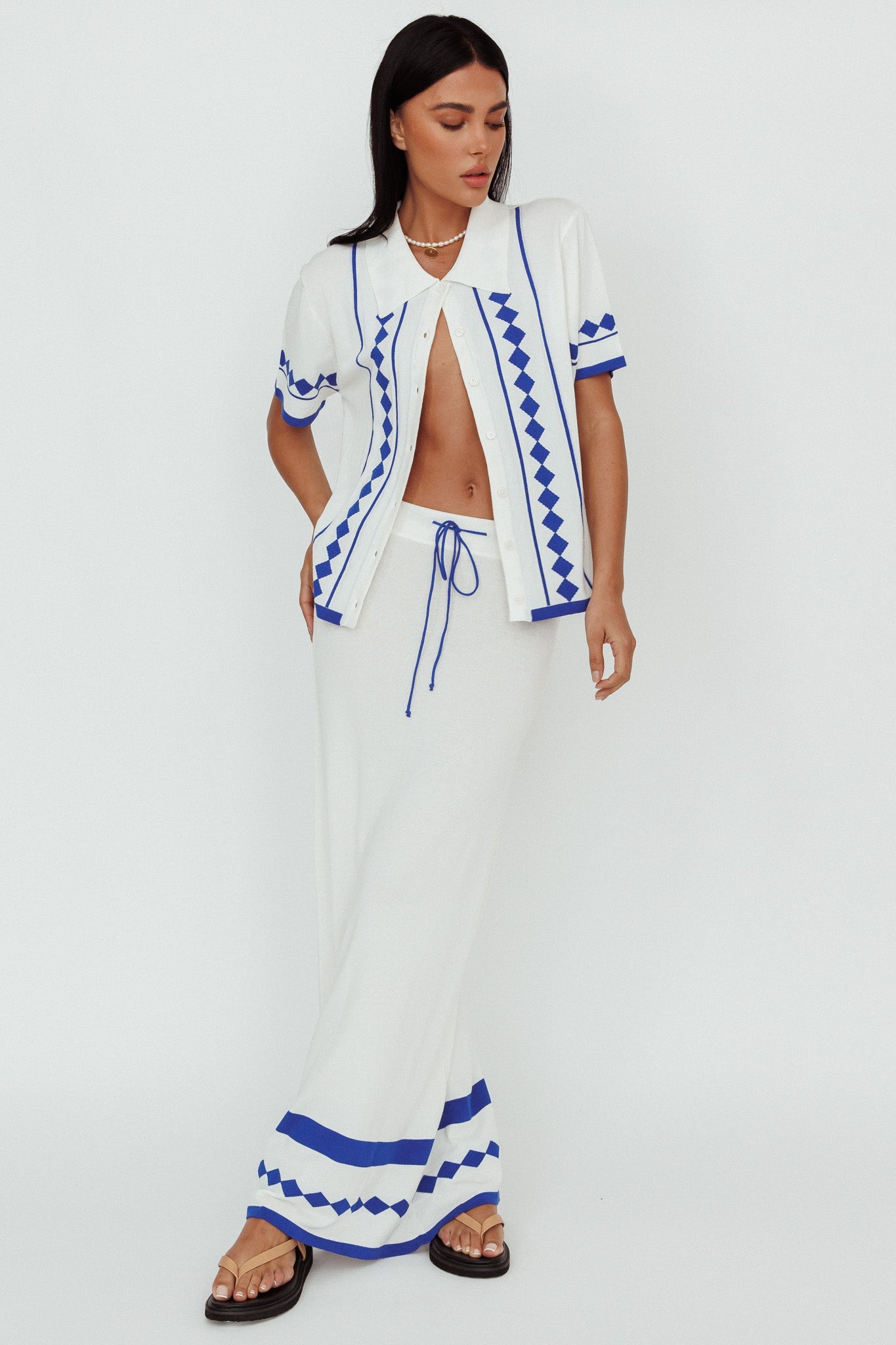 Amalfi Sun Knit Maxi Skirt White