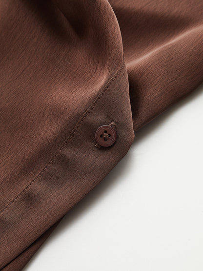 Asymmetric Wrap Satin Shirt
