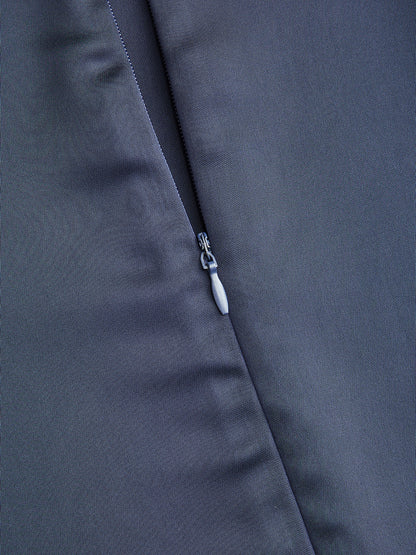 Satin Draped Mock Neck Blouse