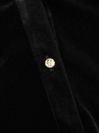 Velvet Collared Button-Front Bodysuit