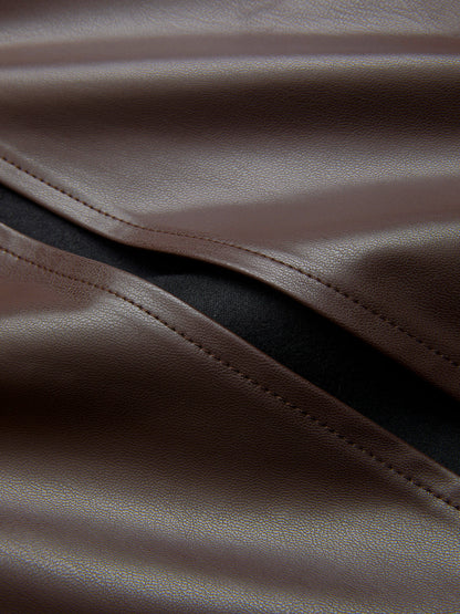 Faux Leather Midi Pencil Skirt