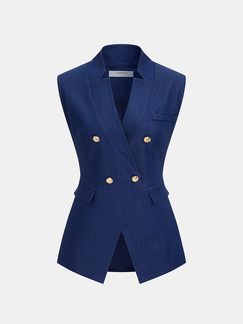 Double-Breasted Sleeveless Blazer Vest