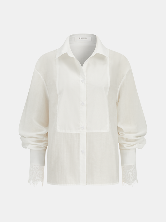 Lace Cuff Loose Button-Down Shirt