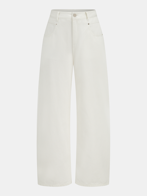 Mid Waist Wide Leg Denim Pants