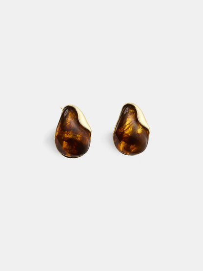 Tortoise Shell Teardrop Stud Earrings