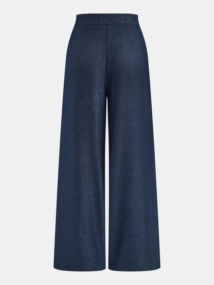 Mid-Waist Tie-Waist Wide Leg Pants