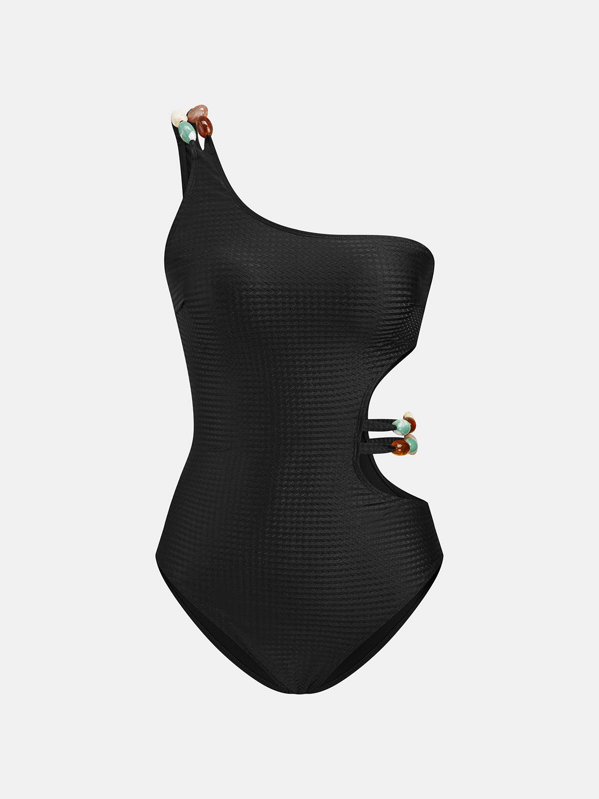 One-Shoulder Cutout Swimsuit & Sarong Set
