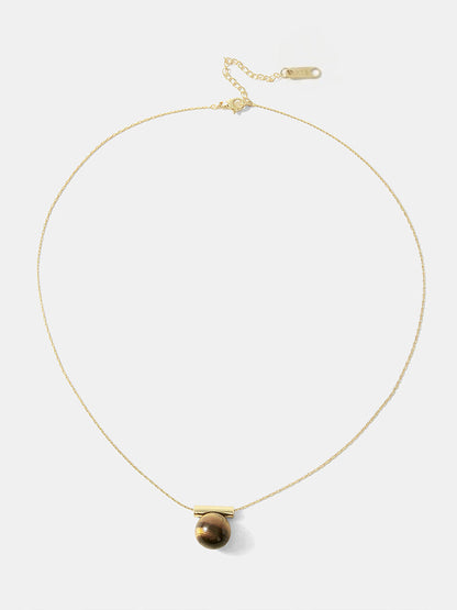 Minimalist Tiger Eye Pendant Necklace