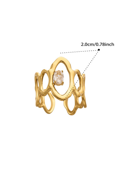 Irregular Hollow Zircon Statement Ring