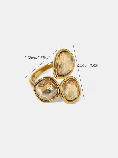 Three Stone Crystal Statement Ring