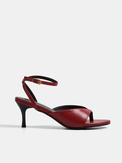 Thong Ankle Strap High Heel Sandals
