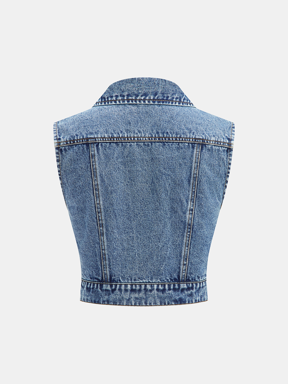 Denim Crop Vest & Pleated Mini Skirt Set