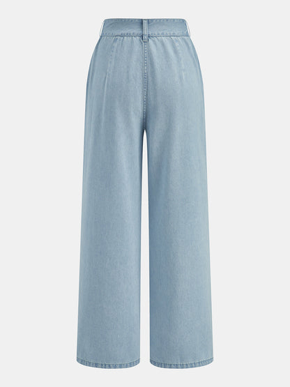 Sleeveless Crop Denim Top & Pleated Pants Set