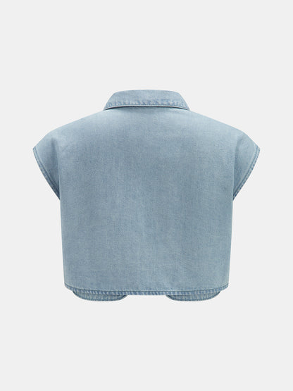 Sleeveless Crop Denim Top & Pleated Pants Set