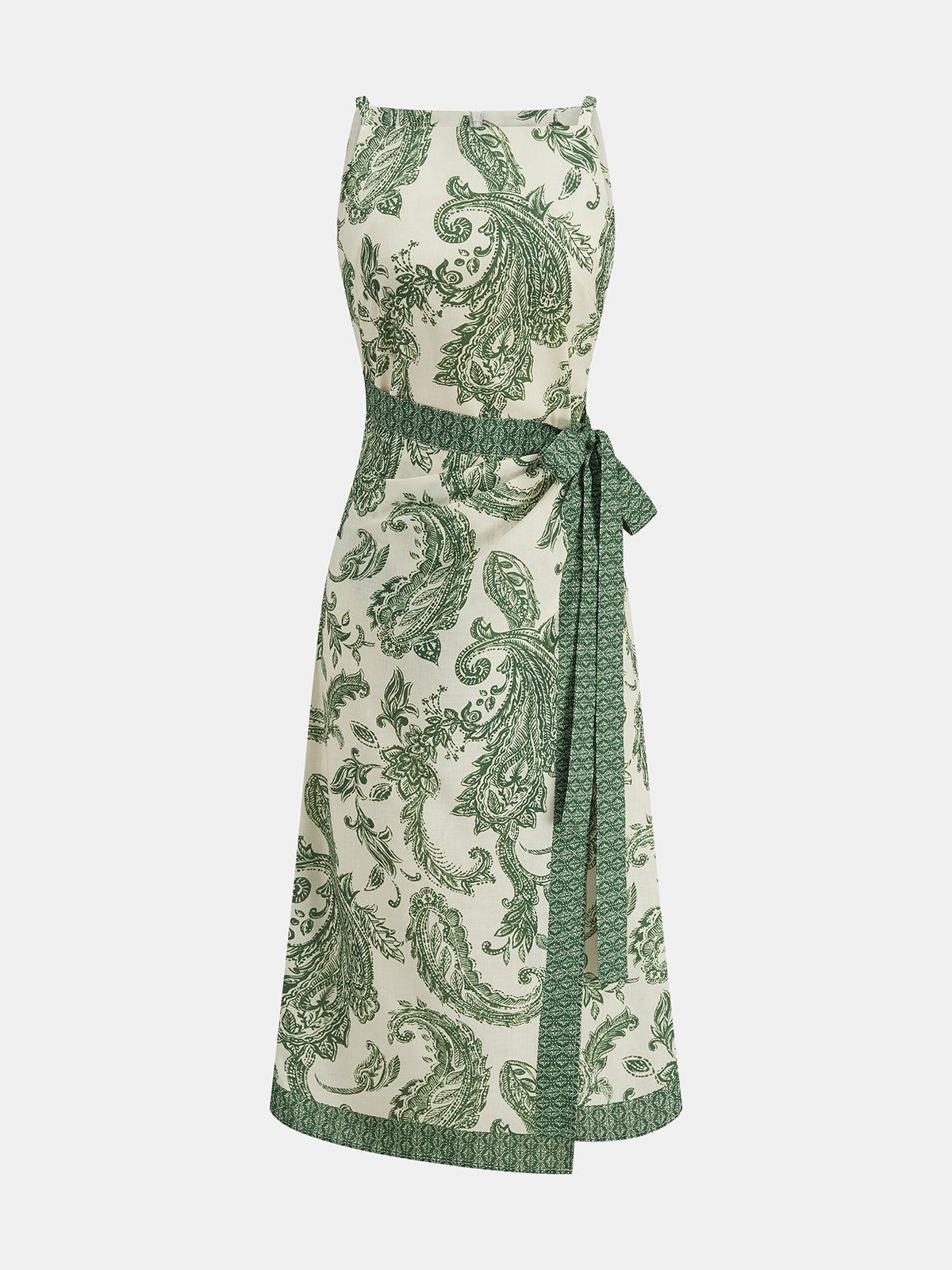 Paisley Wrap Tie Midi Slip Dress