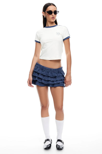LIONESS Match Point Mini Skort Ivory Navy