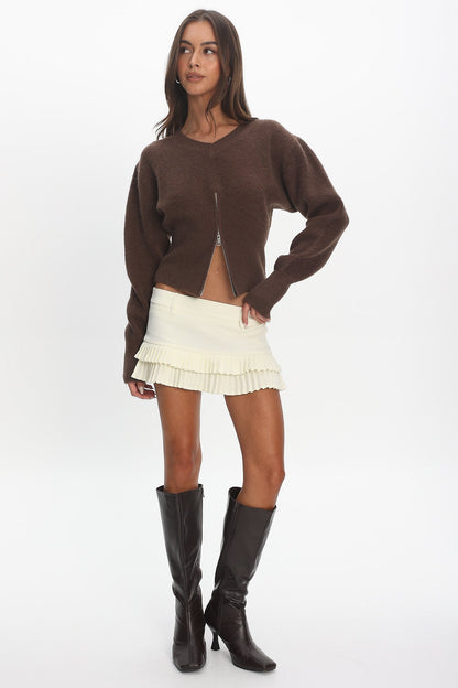 LIONESS Double Ruffle Mini Skort Soft Lemon