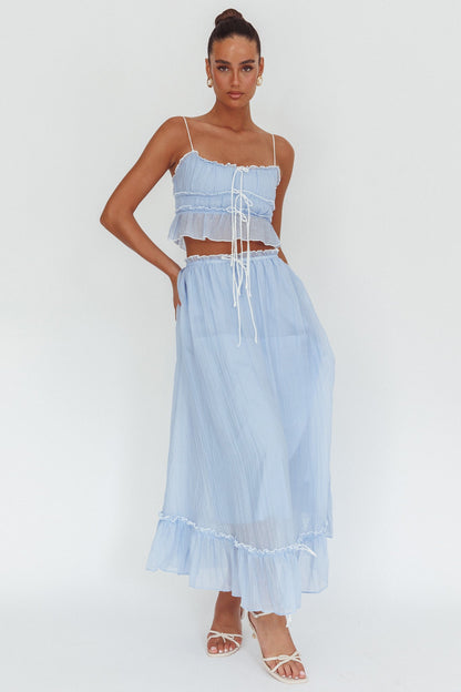 Maidens Tie Detail Overlock Maxi Skirt Cloud Blue