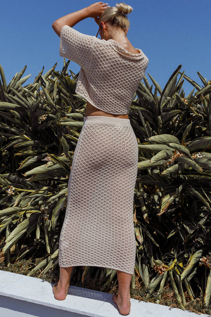 Summer Sunset Crochet Maxi Skirt Oat